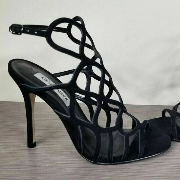 Steve Madden Teagan Sandal, Black Nubuck, Womens Size 6.5 & 7 - Picture 7 of 9